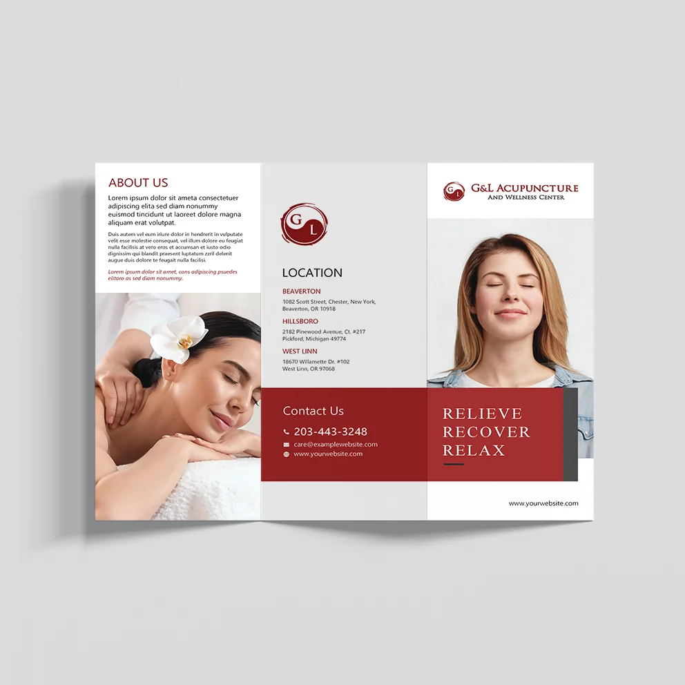 Thumbnail 3: G&L Acupuncture trifold brochure - Mockup panel detail