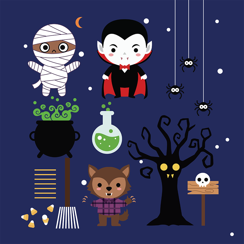 Preview of Halloween illustration set